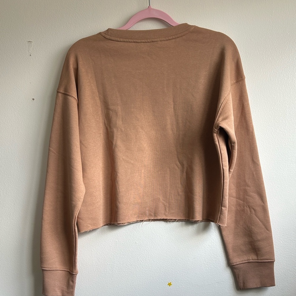 NWT DKNY Brown Cropped Sweatshirt with White Print - Picture 3 of 9